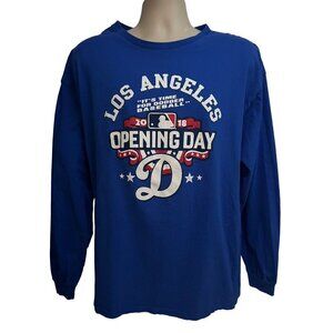 Los Angeles LA Dodgers Baseball Mens Opening Day Blue Double Graphic T-Shirt 2XL